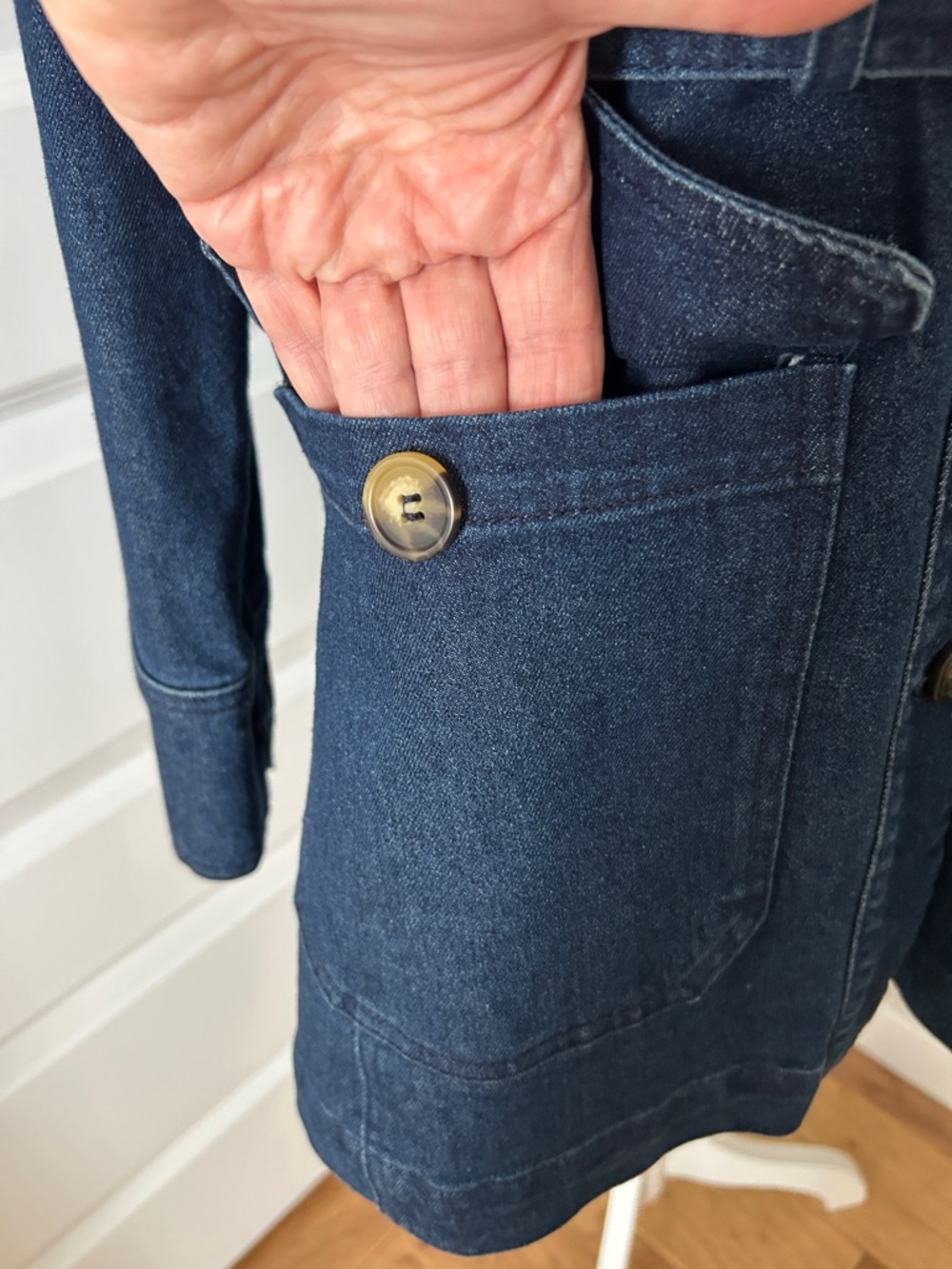 Bagatelle Dark Blue Denim Belted Jacket - Picture 4 of 11